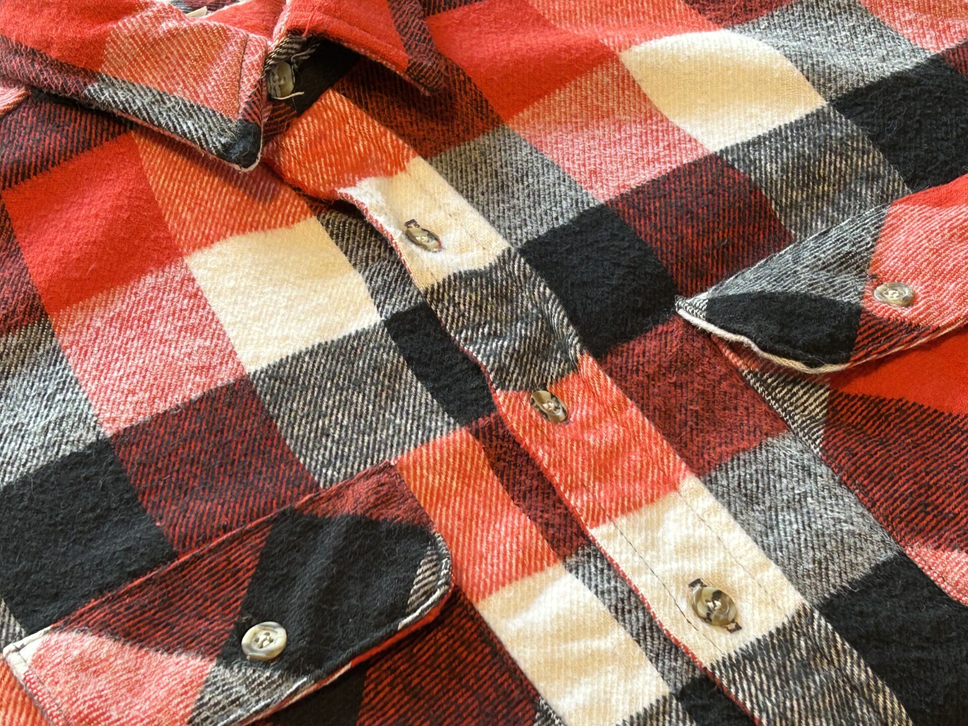 ★SEARSシアーズヴィンテージオンブレシャツ赤黒ＸＬ★ピルグリムペニーズタウンクラフトＵＳＡ製アメリカ製★古着屋オクトパスホールド★