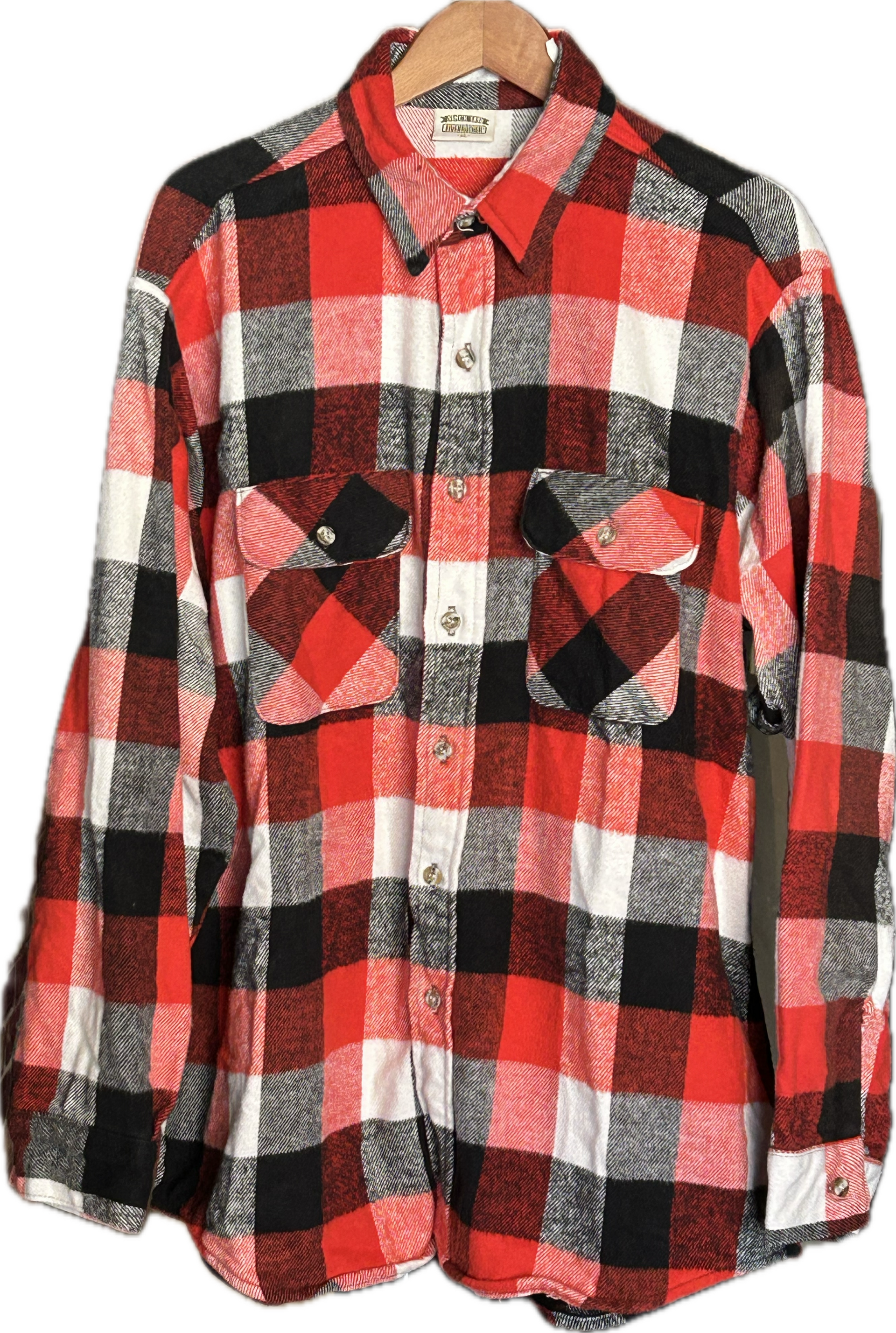 ★SEARSシアーズヴィンテージオンブレシャツ赤黒ＸＬ★ピルグリムペニーズタウンクラフトＵＳＡ製アメリカ製★古着屋オクトパスホールド★