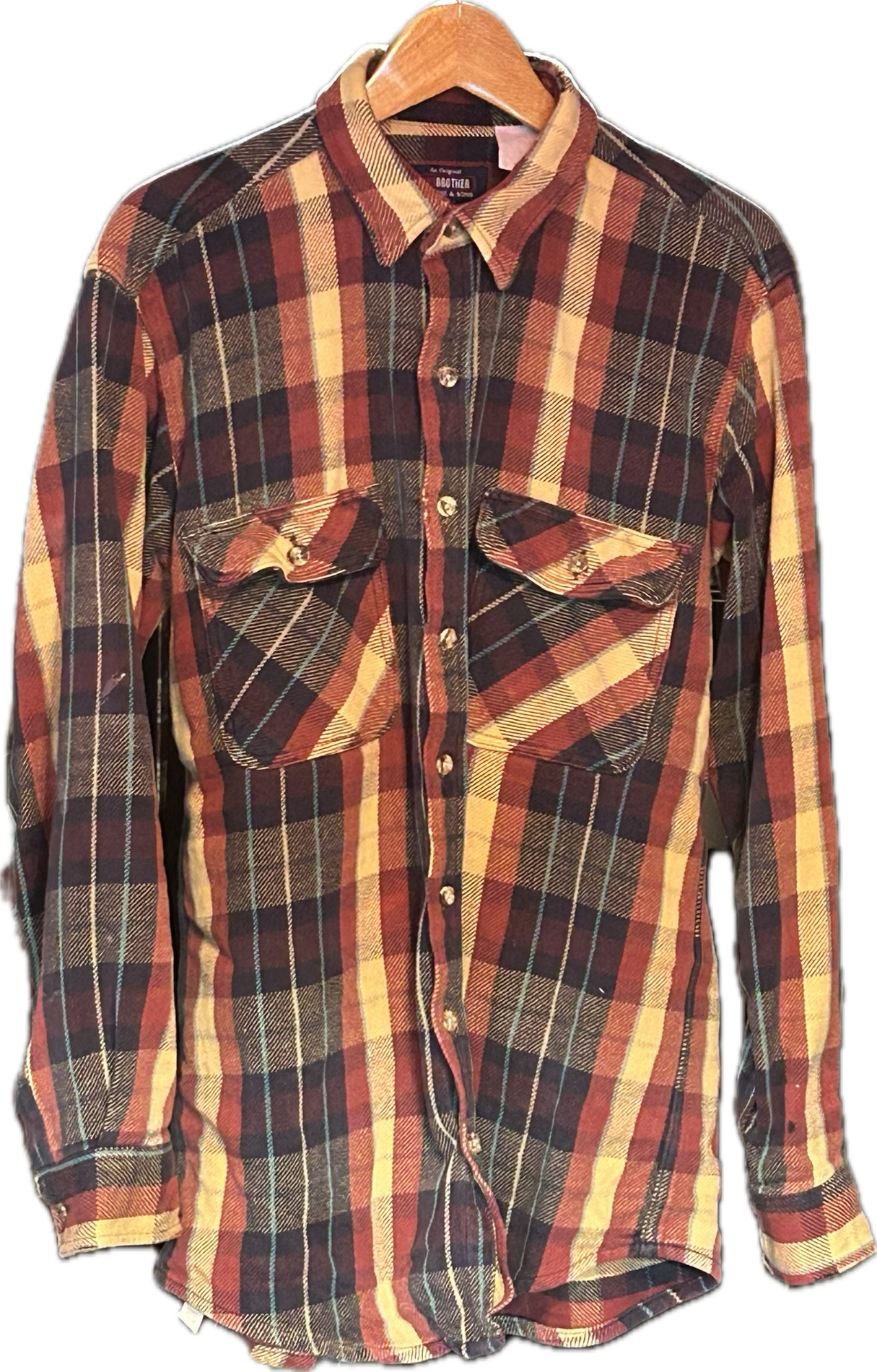★SEARSシアーズヴィンテージオンブレシャツ赤黒ＸＬ★ピルグリムペニーズタウンクラフトＵＳＡ製アメリカ製★古着屋オクトパスホールド★