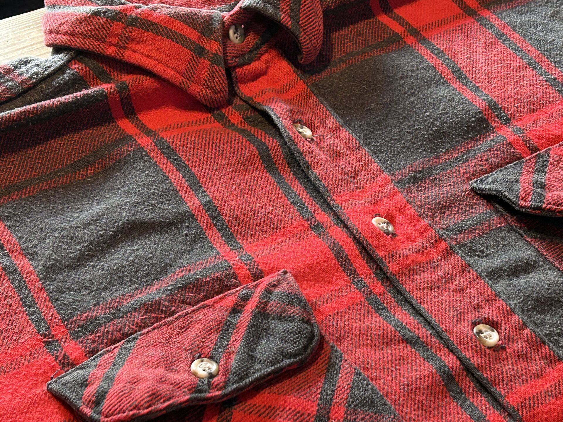 ★SEARSシアーズヴィンテージオンブレシャツ赤黒ＸＬ★ピルグリムペニーズタウンクラフトＵＳＡ製アメリカ製★古着屋オクトパスホールド★