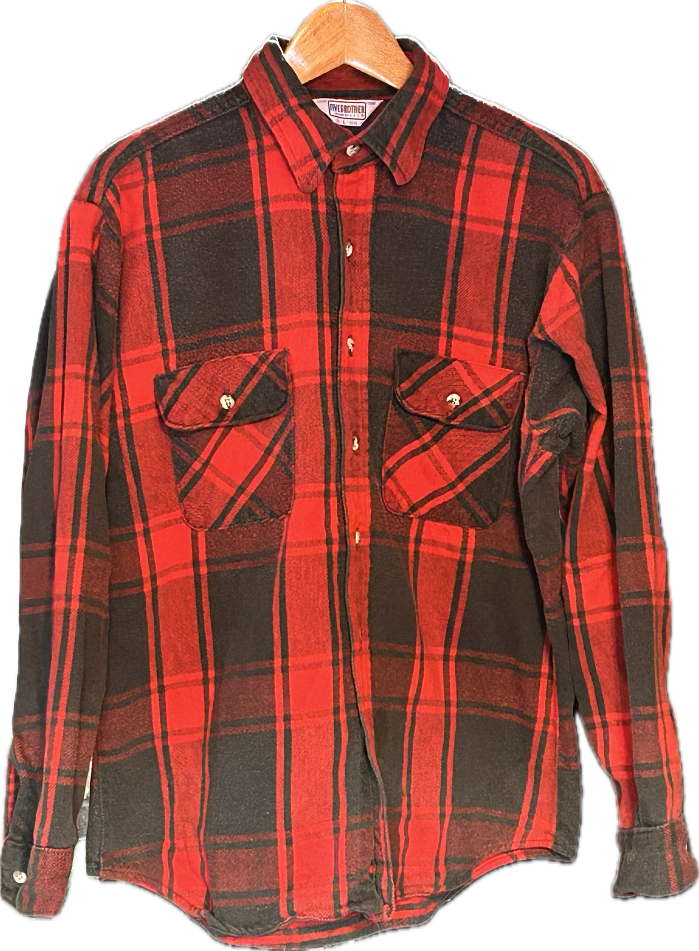 ★SEARSシアーズヴィンテージオンブレシャツ赤黒ＸＬ★ピルグリムペニーズタウンクラフトＵＳＡ製アメリカ製★古着屋オクトパスホールド★