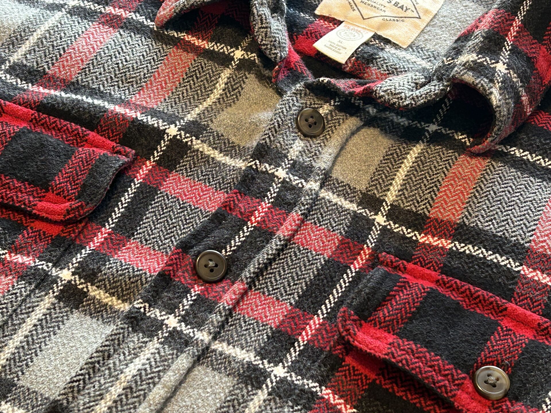 ★SEARSシアーズヴィンテージオンブレシャツ赤黒ＸＬ★ピルグリムペニーズタウンクラフトＵＳＡ製アメリカ製★古着屋オクトパスホールド★
